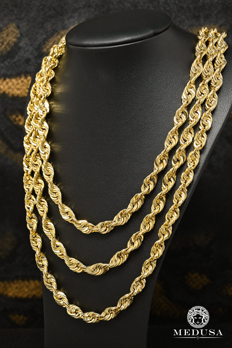 10K Gold Chain | 7mm Rope Laser Cut Chain | Medusa Jewelry