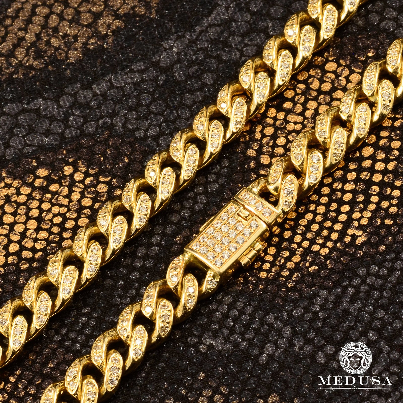 10K Gold Diamond Bracelet | Men's Bracelet 8mm Cuban Link Diamond Bracelet