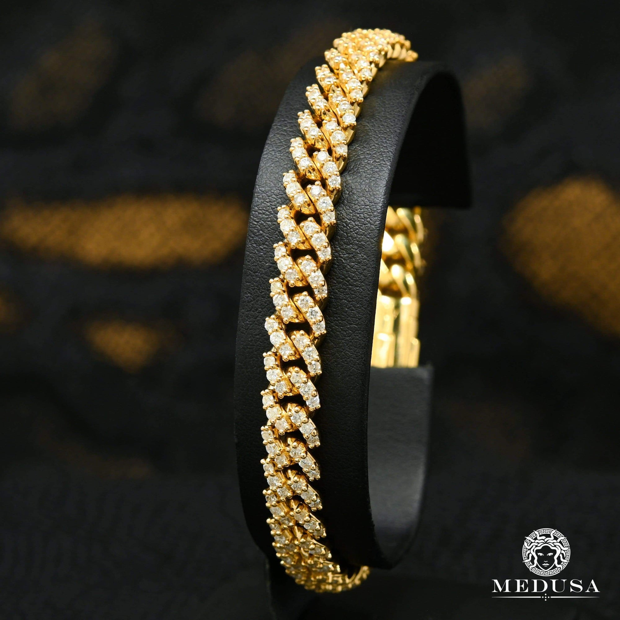 10K Gold Diamond Bracelet | Men's Bracelet 8mm Cuban Prong Iced Out Bracelet