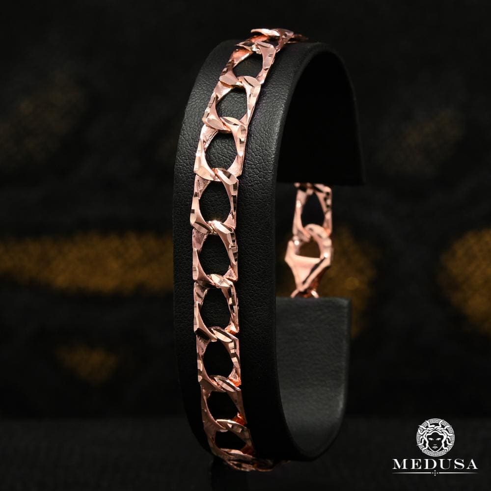 10K Gold Bracelet | Men's Bracelet 8mm Meshy Bracelet M-ALBERT-ROSE