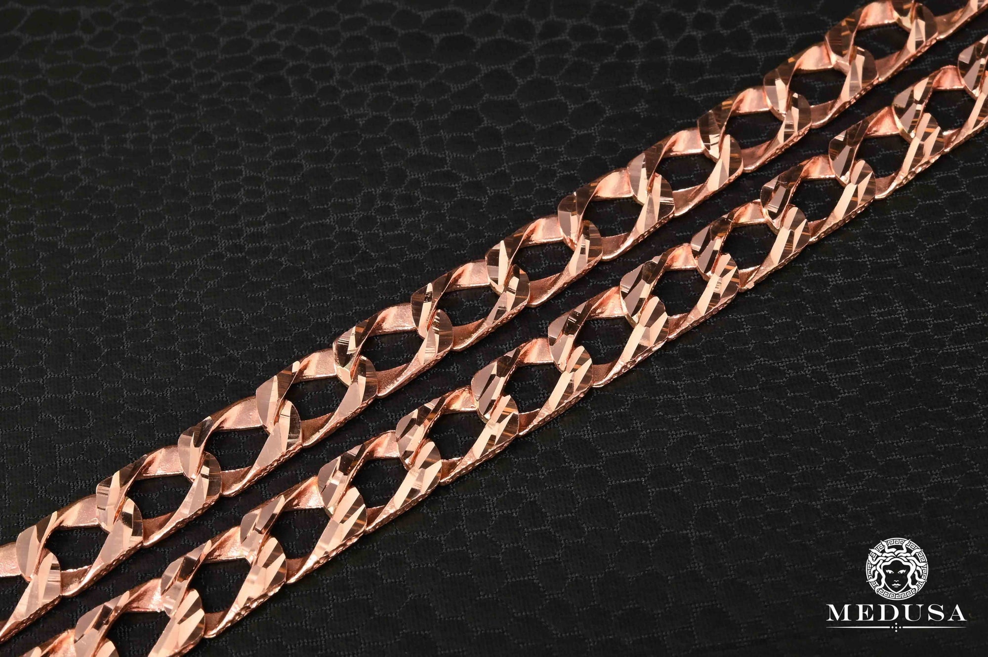 Bracelet en Or 10K | Bracelet Homme 8mm Bracelet Meshy M150 Or Rose