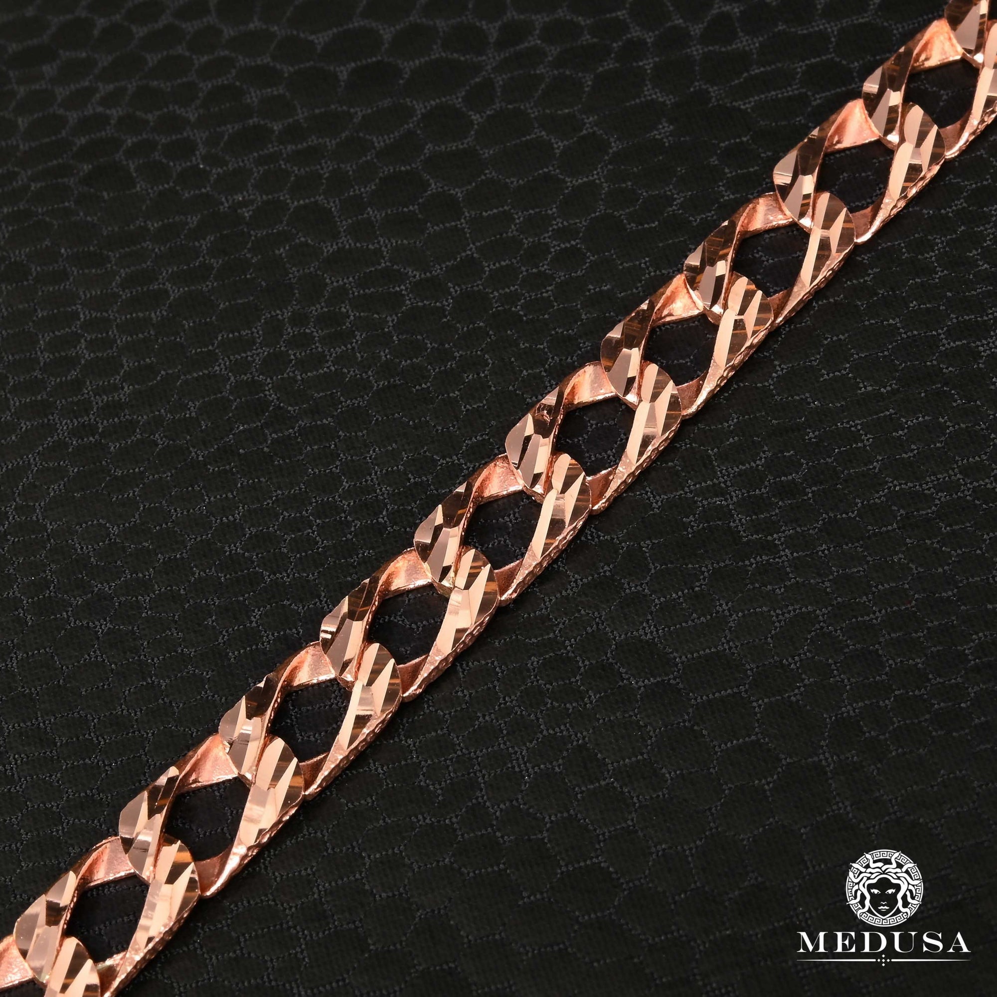 Bracelet en Or 10K | Bracelet Homme 8mm Bracelet Meshy M150 Or Rose