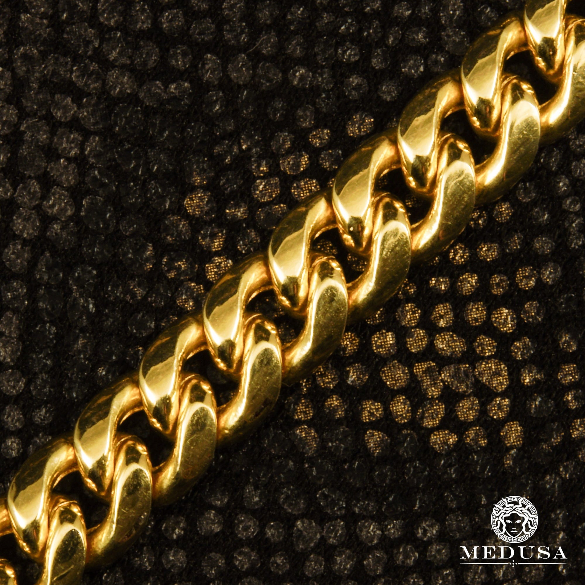 10K Gold Chain 8mm Cuban Link Chain Medusa Jewelry
