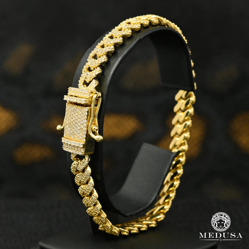 10K Gold Diamond Bracelet | Men&#39;s Bracelet 9.5mm Cuban Iced Jumbo-Lock Bracelet