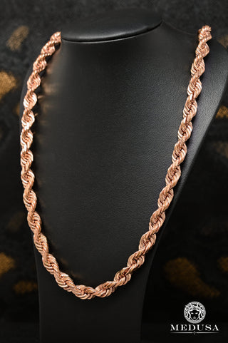 Cadena de cuerda de 9 mm en oro rosa macizo - 24'' / Oro rosa