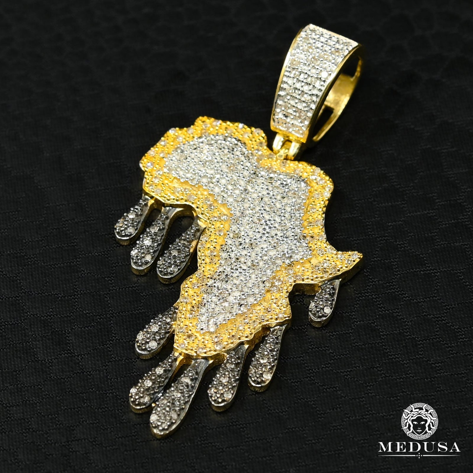 10K Gold Diamond Pendant | Divers Africa D2 Pendant - 2 Tone Gold Diamond