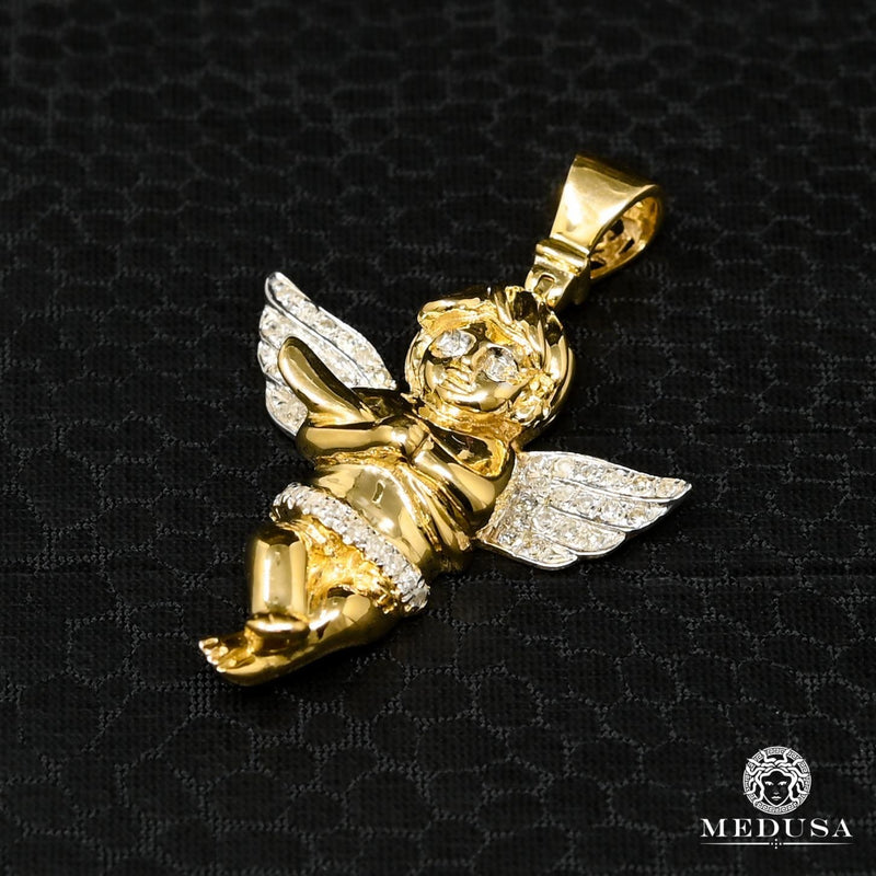 10K Gold Diamond Pendant | Divers Angel D4 Pendant - Yellow Gold Diamond