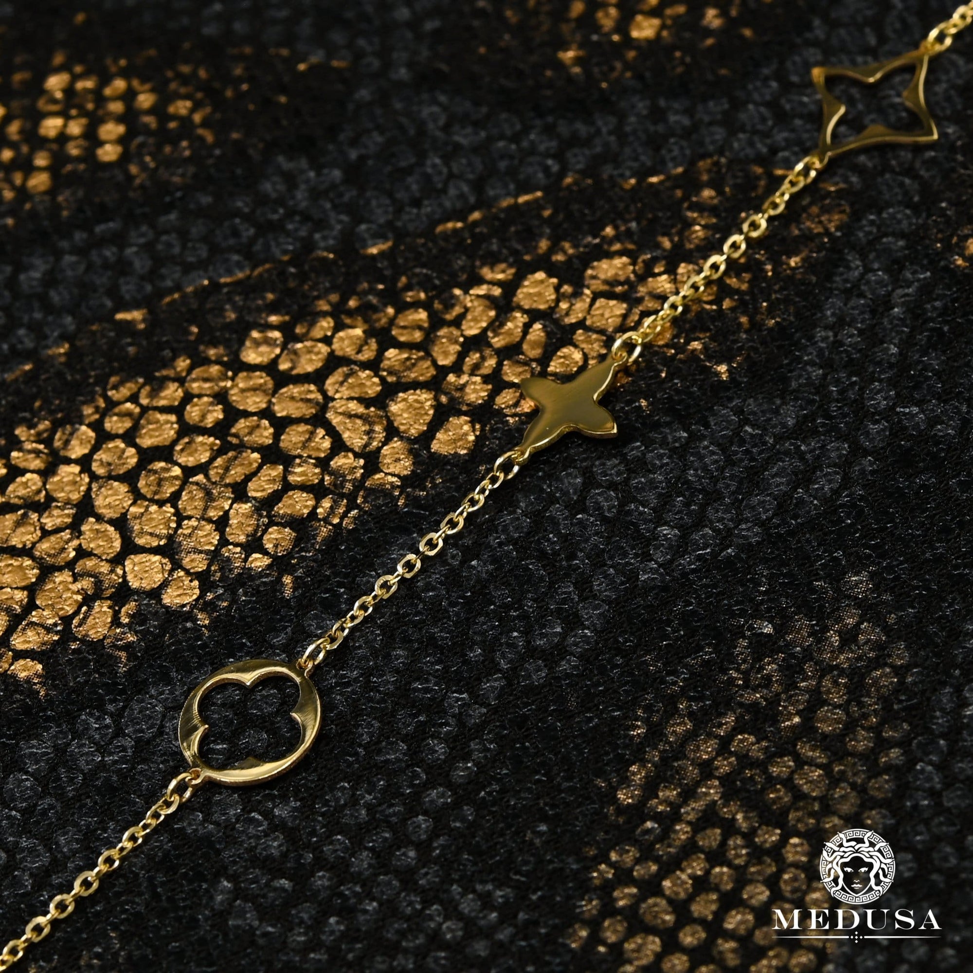 10K Gold Bracelet | Ankle Bracelet F10 - Cliff Yellow Gold