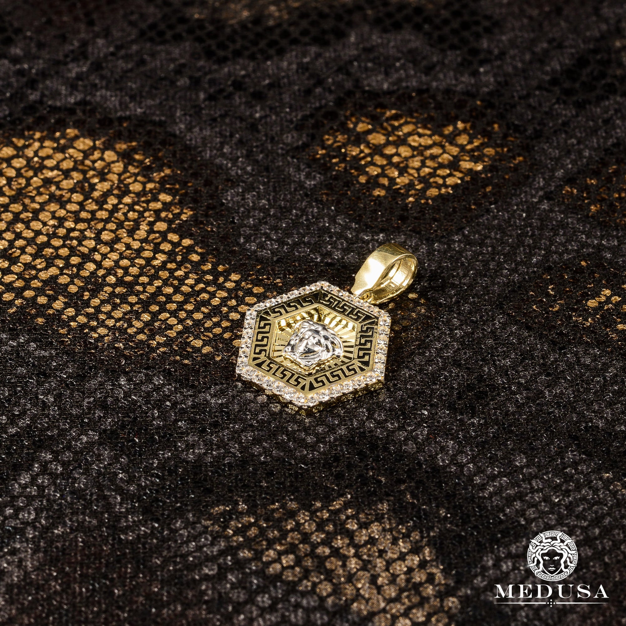 Pendentif en Or 10K | Médaillon Artémis F2 17mm / Or 2 Tons