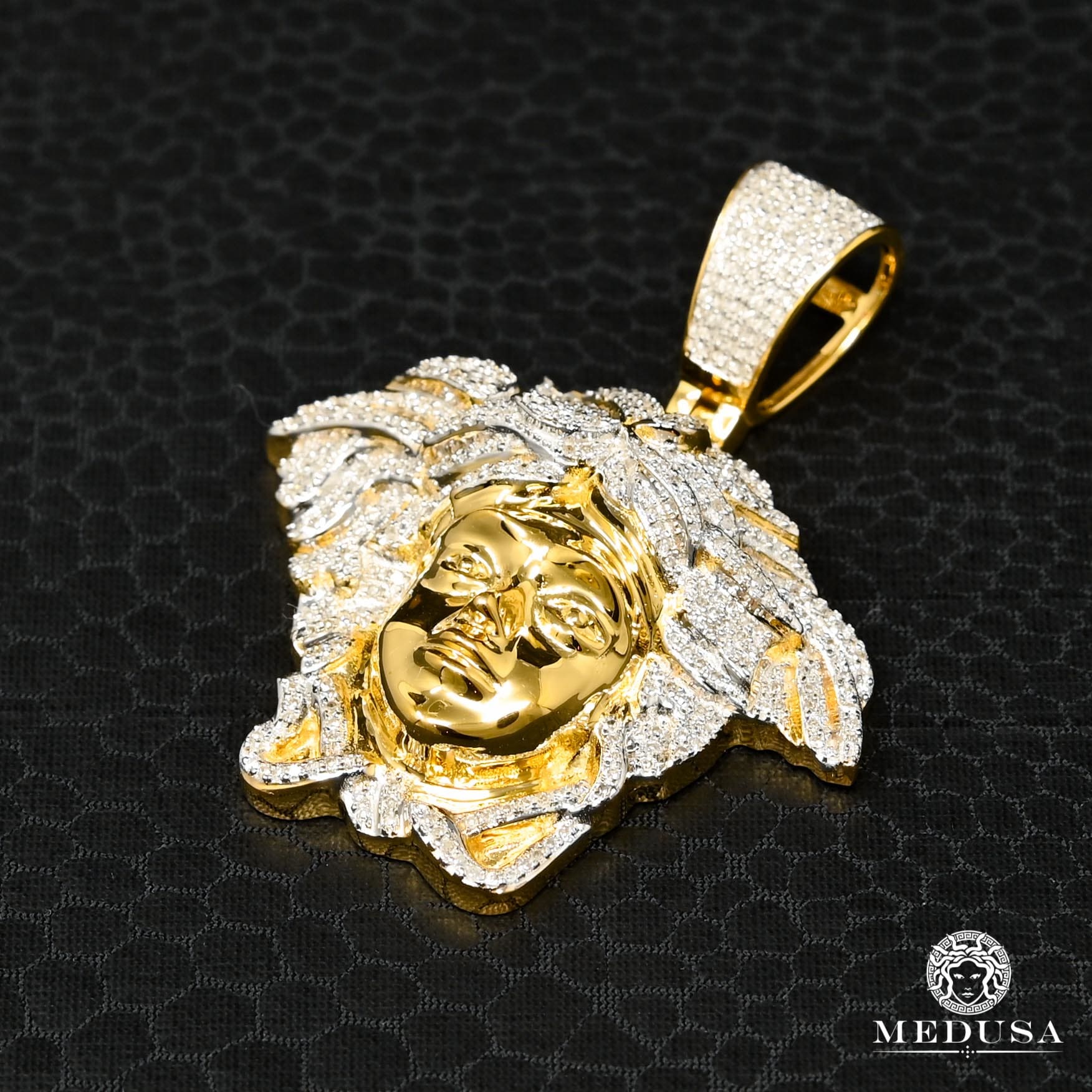 10K Gold Diamond Pendant | Miscellaneous Athena D4 Pendant - 2 Tone Gold Diamond