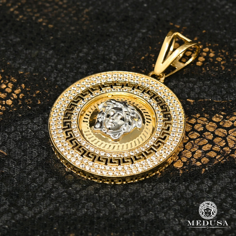 10K Gold Pendant | Medallion Athena F16 33mm / Gold 2 Tones