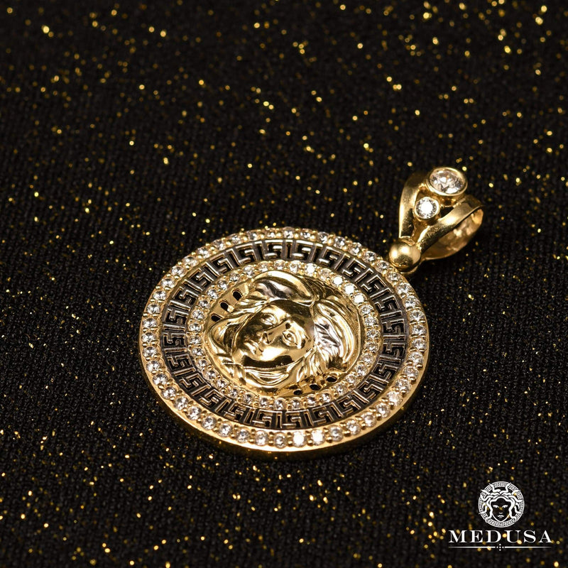 10K Gold Pendant | Medallion Athena F2 32mm / Gold 2 Tones