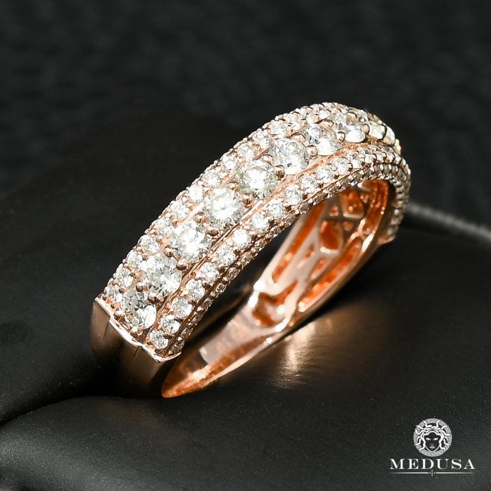 14K Gold Diamond Ring | Men's Ring Band D2 Rose Gold - Diamond 1.75CT / Rose Gold