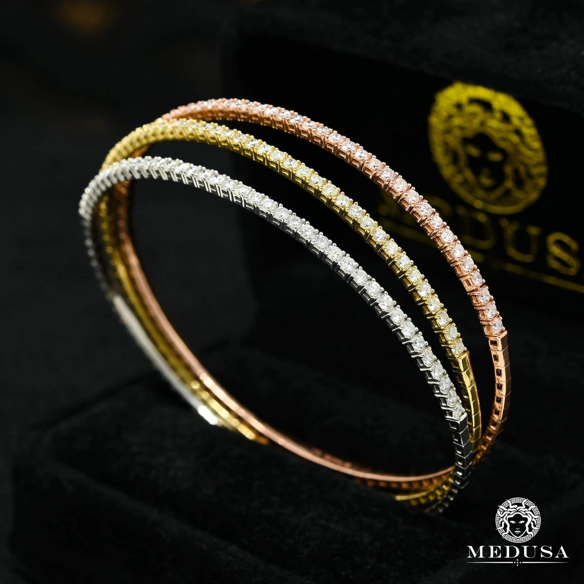 14K Gold Diamond Bracelet | Women's Bracelet Bangle D1 - Diamond