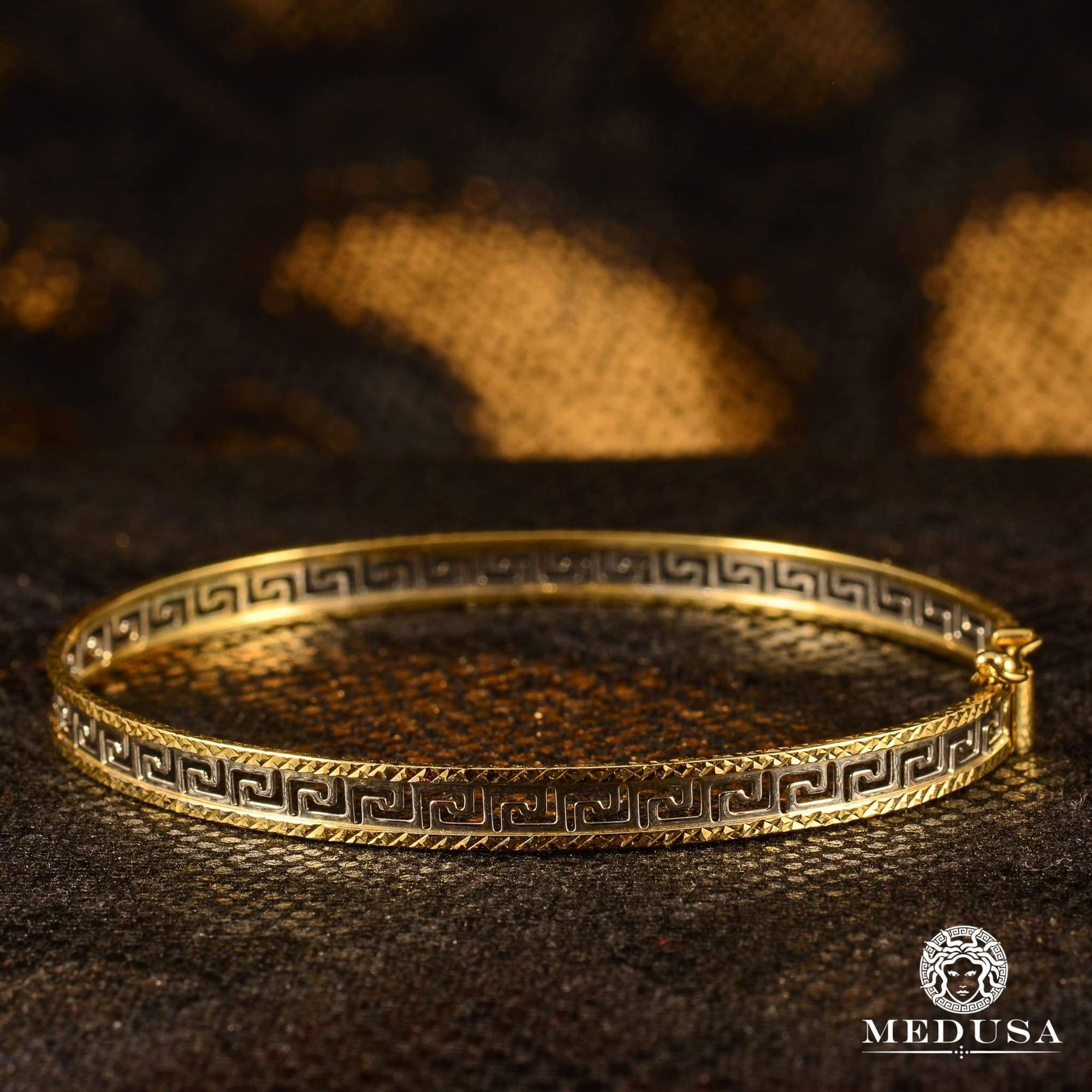 Bracelet Rigide en Or 10K | Bracelet Femme Bangle F2 Or 2 Tons