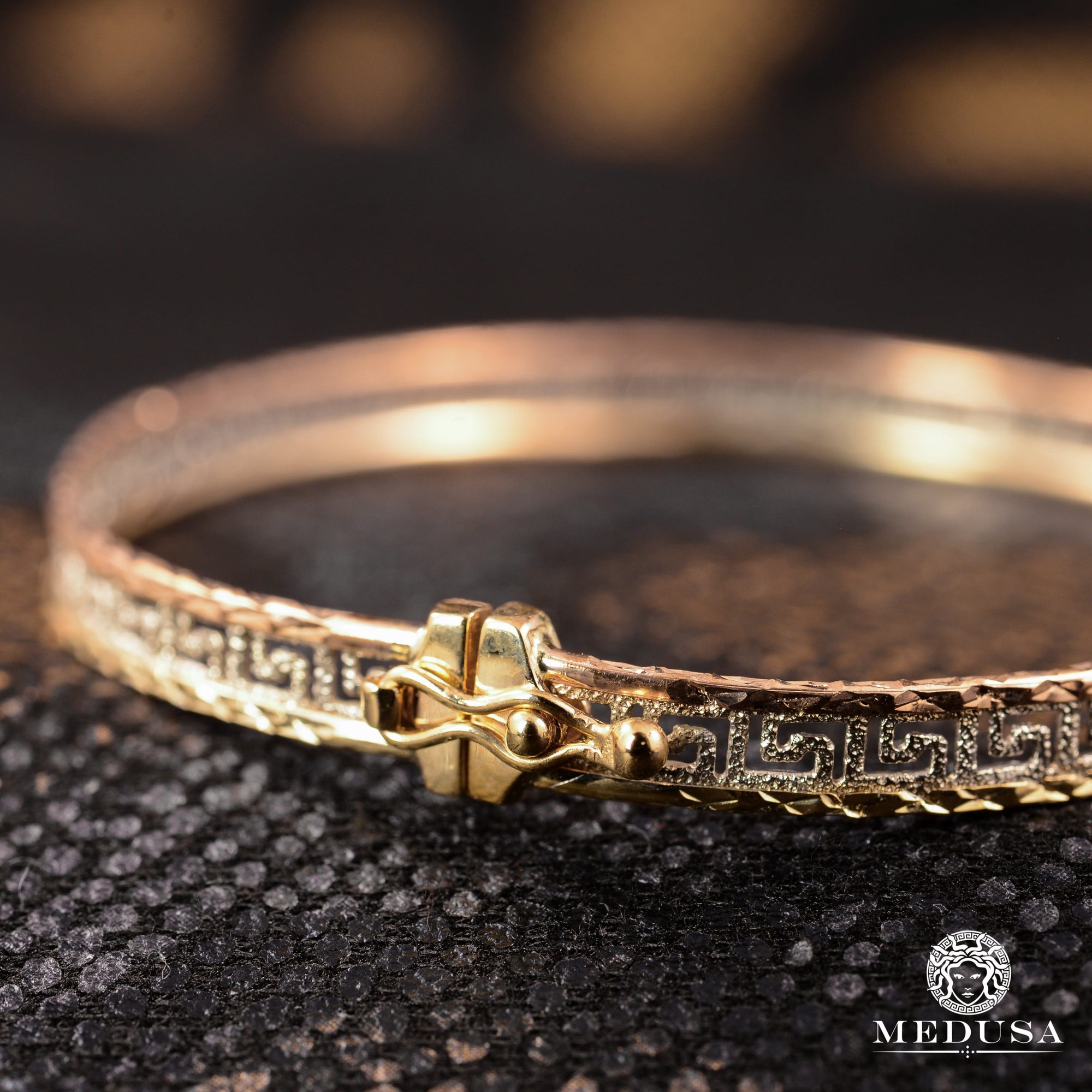 Bracelet Rigide en Or 10K | Bracelet Femme Bangle F3 Or 3 Tons