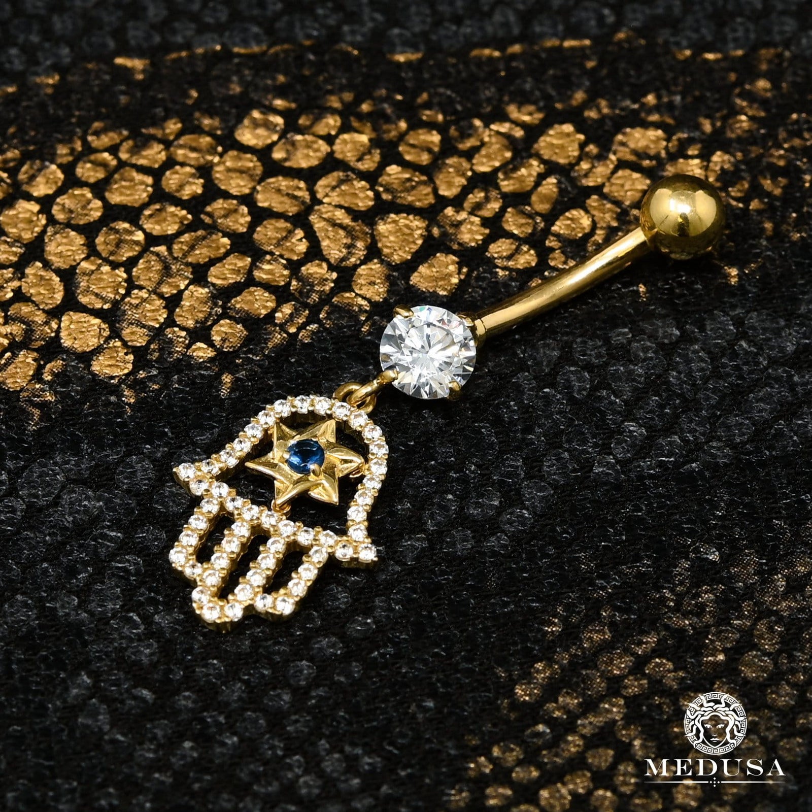 14K Gold Navel Barbell | Yellow Gold F28 Barbell Piercing Jewelery