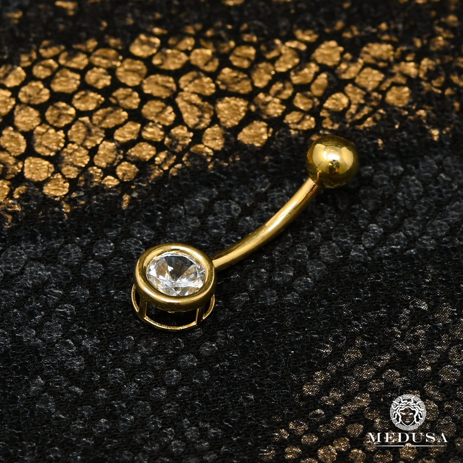 14K Gold Navel Barbell | Yellow Gold F33 Barbell Piercing Jewelery