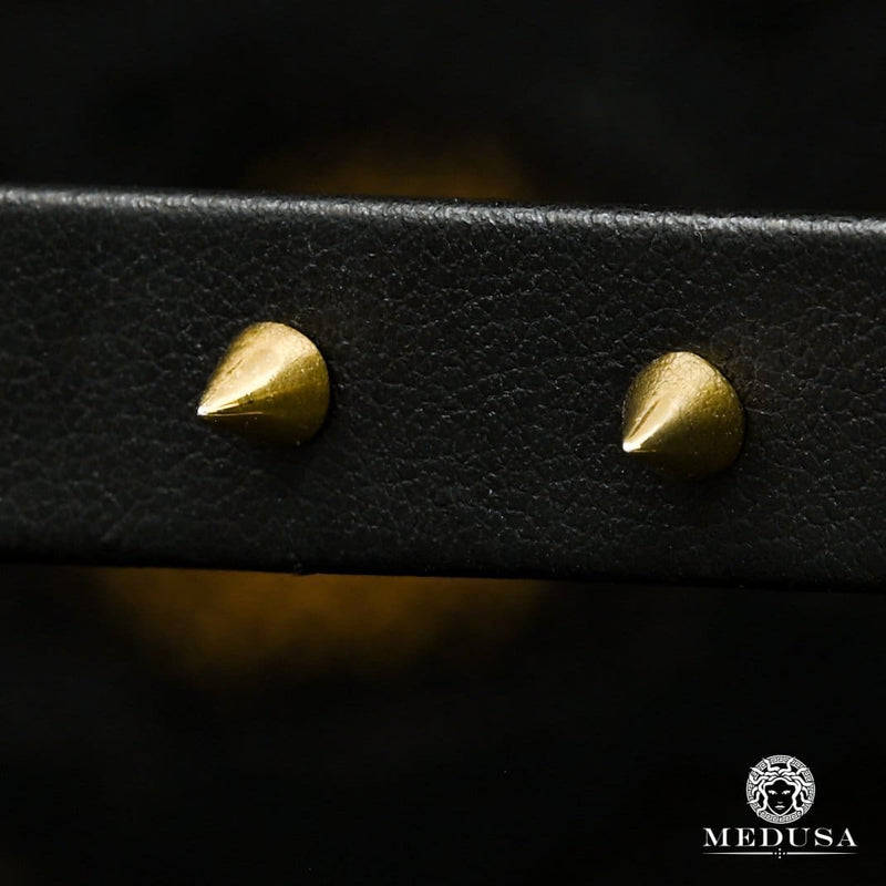 10K Gold Studs | Yellow Gold Bolt F9 Earrings