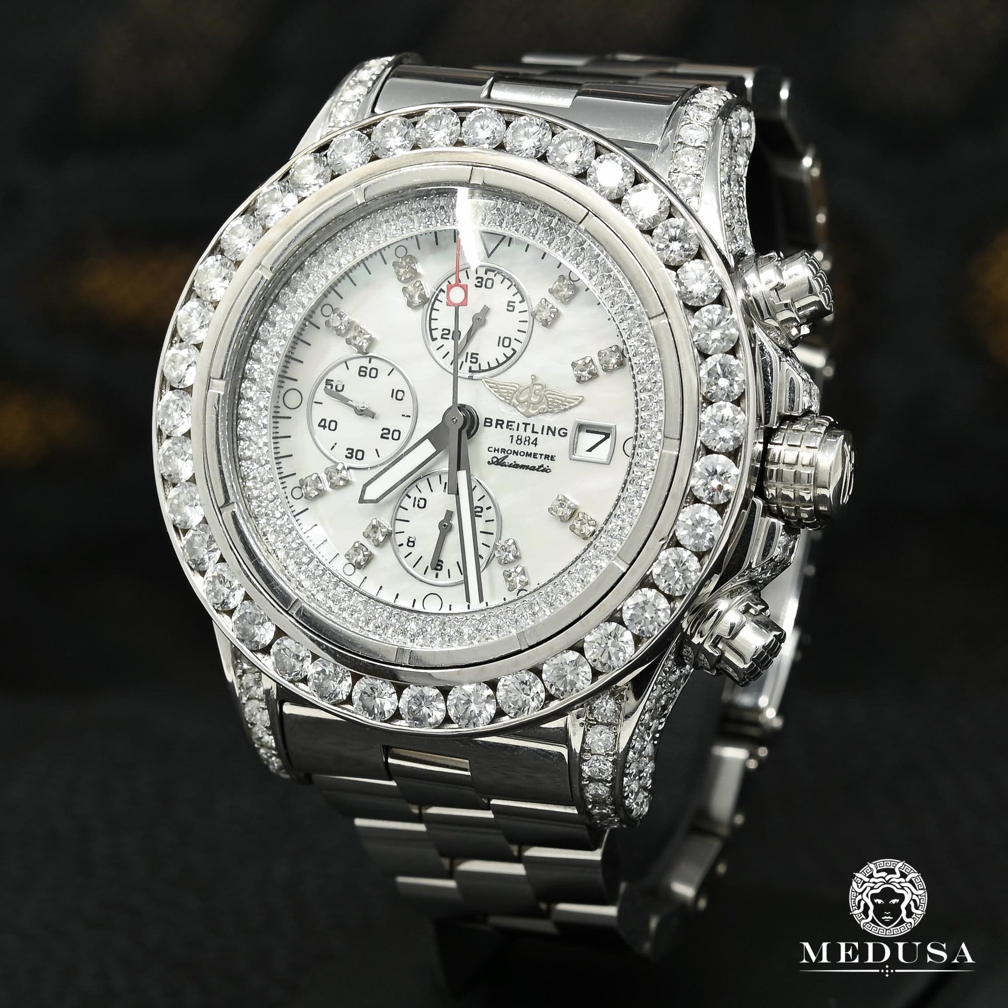 Montre Breitling | Montre Homme Breitling Super Avenger - Iced ’’Mother of Pearl’’ Stainless