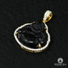 10K Gold Diamond Pendant | Divers Buddha D2 Pendant - Black Diamond / Yellow Gold