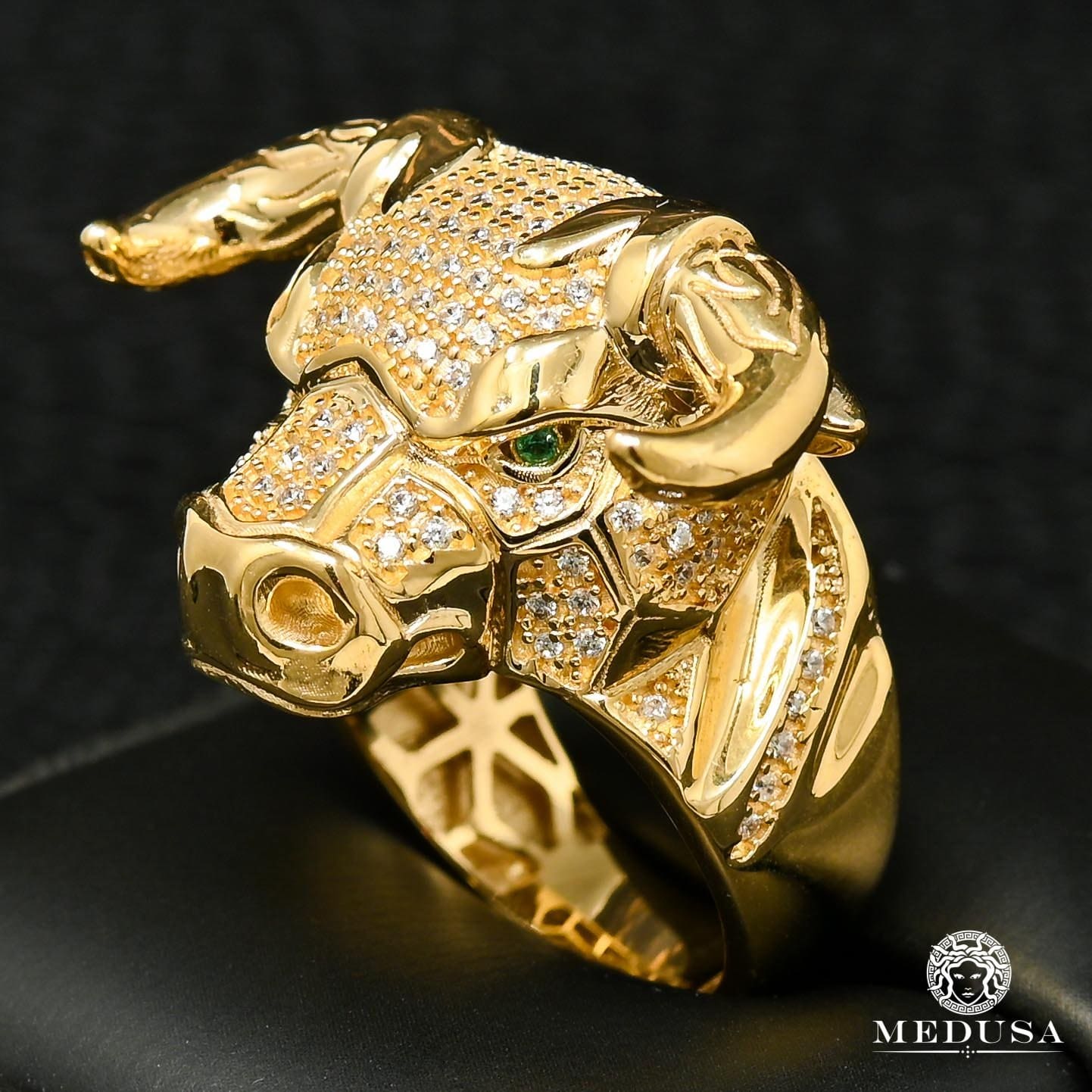 10K Gold Ring | Men's Ring Bull H2 Yellow Gold