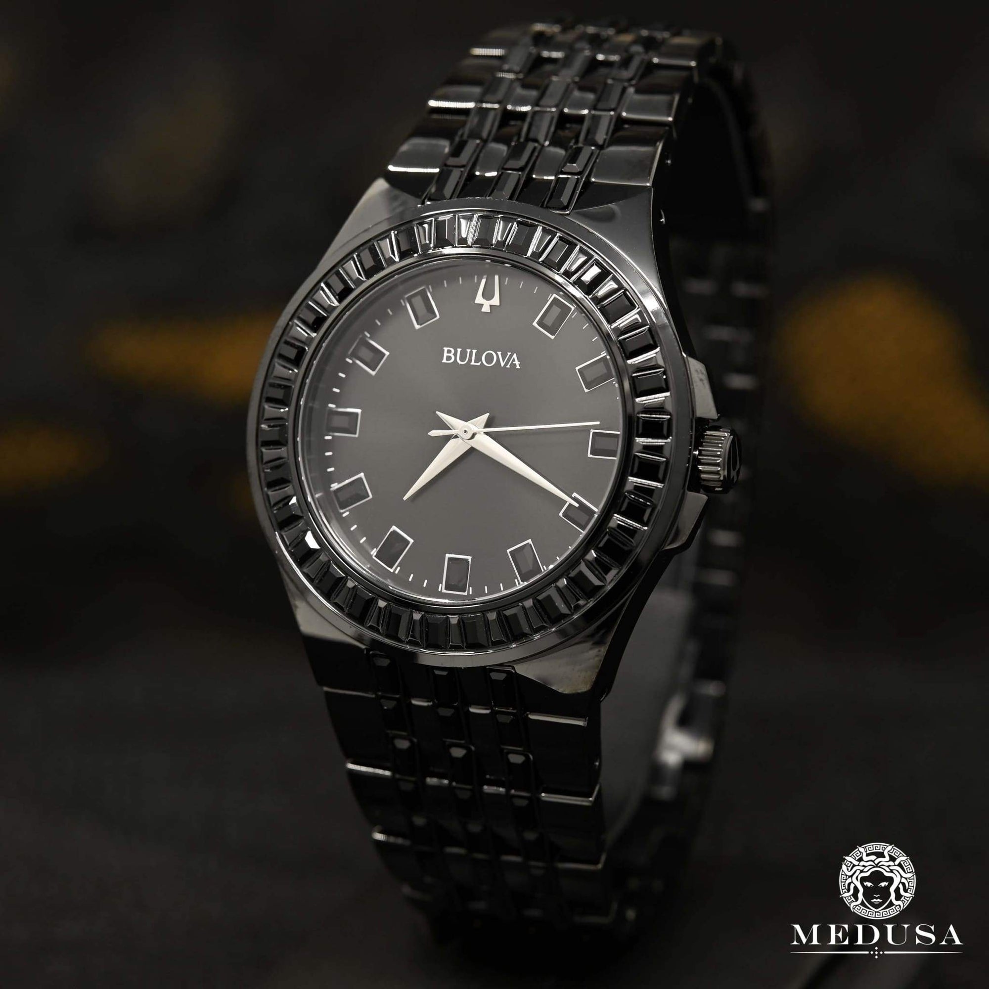 Bulova Watch | Bulova Crystal Men's Watch - 98A240 Swarovski / Black Gold