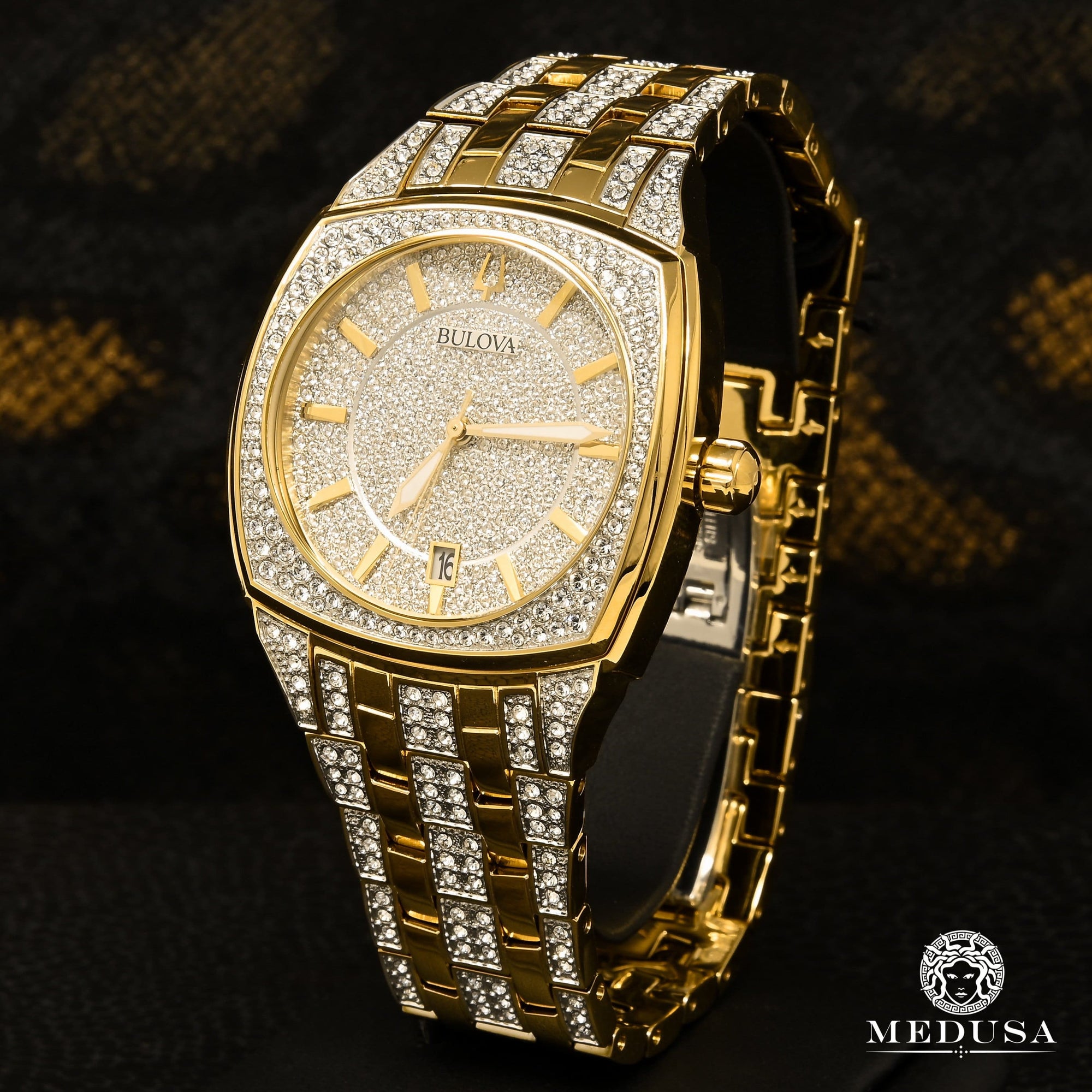 Bulova Watch | Bulova Crystal Men's Watch - 98B323 Swarovski / Yellow Gold