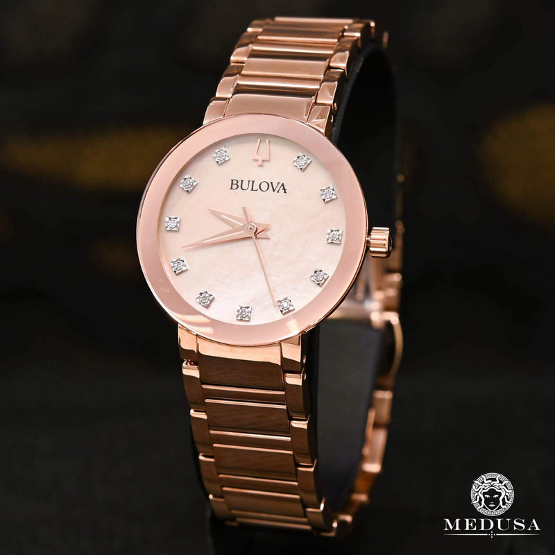 Bulova Watch | Bulova Futuro Women&#39;s Watch - 97P132 Rose Gold / Diamonds