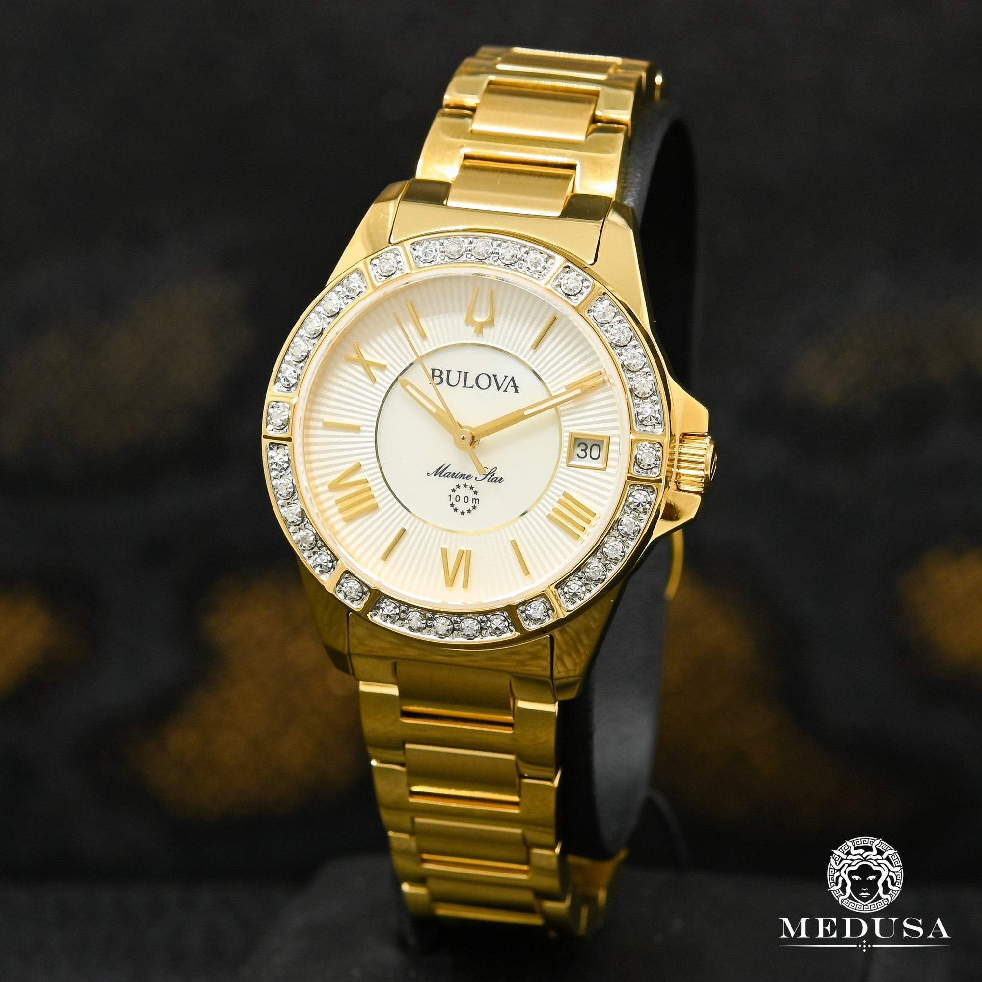 Bulova Watch | Bulova Marine Star Women's Watch - 98R294 Diamond/Yellow Gold