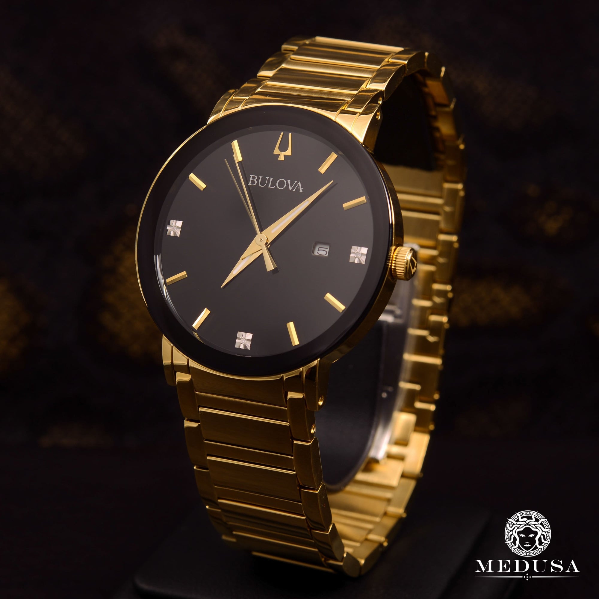 Bulova Watch | Bulova Modern Men's Watch - 97D116 Diamond/Yellow Gold