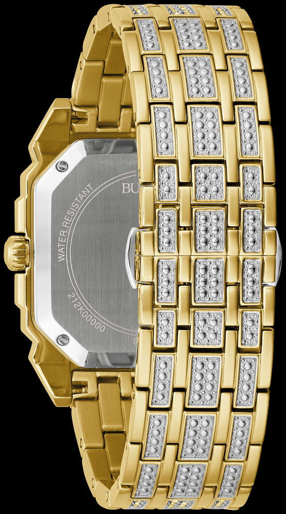 Montre Bulova | Montre Homme Bulova Quadra Cristal - 98A295 Swarovski / Or Jaune