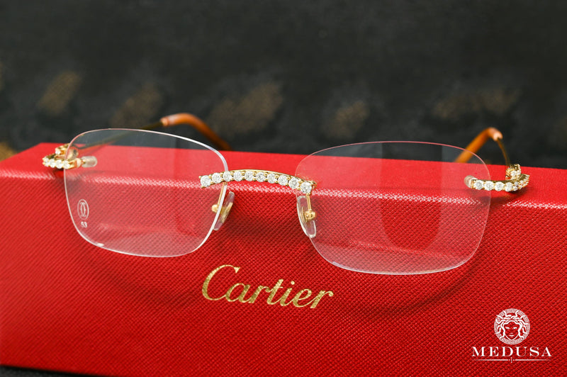 Cartier glasses | Cartier Avana Men&#39;s Glasses | Gold &amp; White Yellow Gold