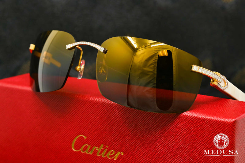 Lunette Cartier | Lunette Homme Cartier C Décor | Gold &amp; Wood Or Jaune