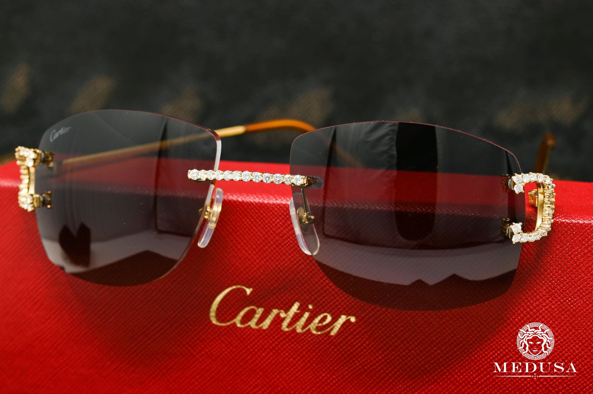 Lunette Cartier | Lunette Homme Cartier C | Gold & Grey Or Jaune