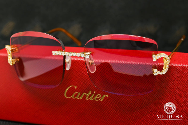 Lunette Cartier | Lunette Homme Cartier C | Gold &amp; Red Or Jaune