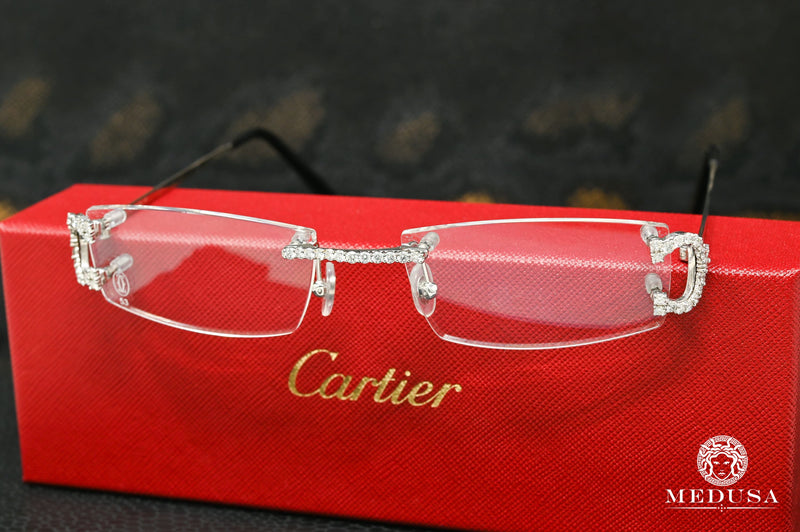 Cartier glasses | Cartier C Men&#39;s Glasses | Silver &amp; White Stainless
