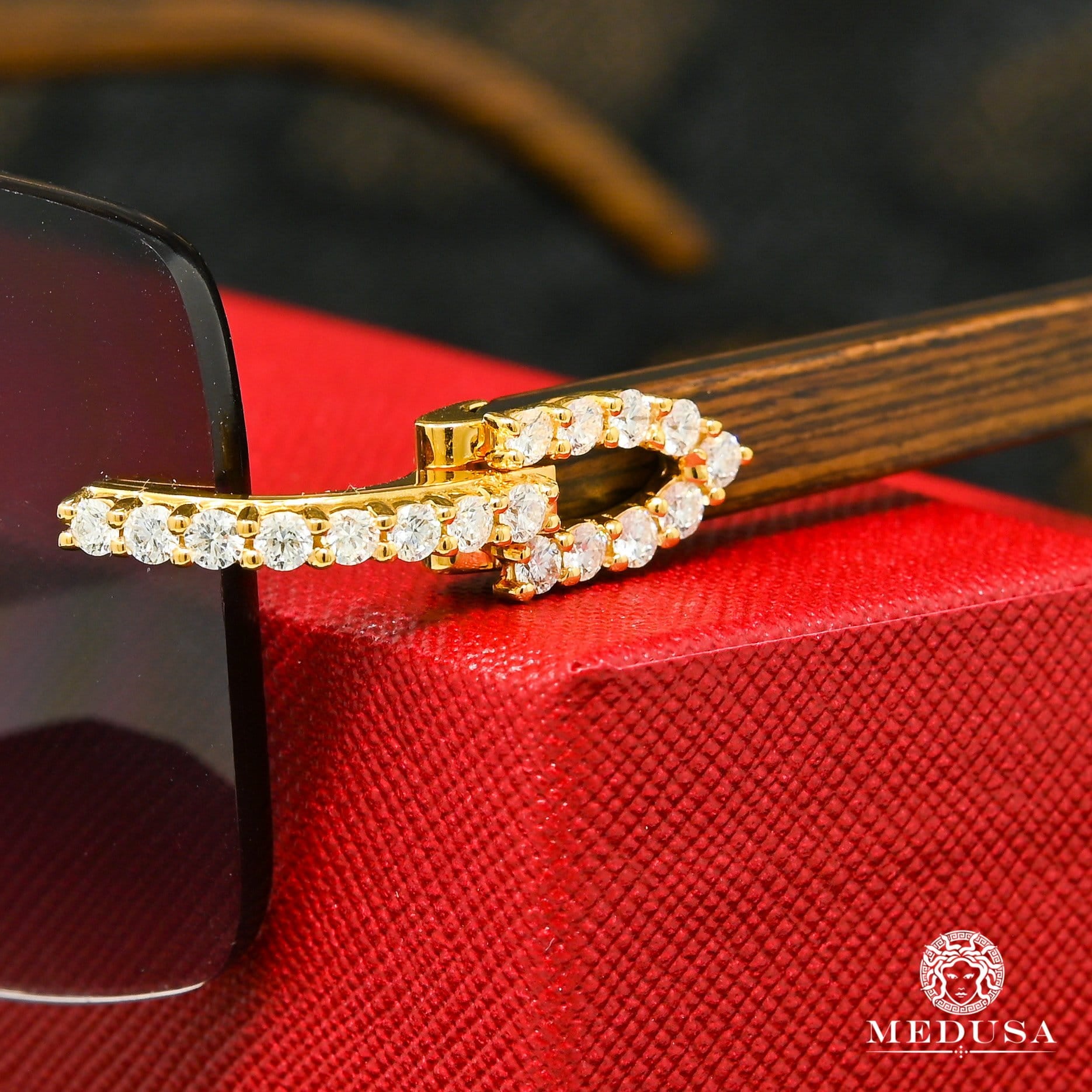 Lunette Cartier | Lunette Homme Cartier Signature C | Gold &amp; Brown &amp; Bronze Or Jaune