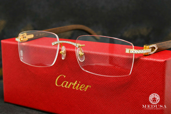 Cartier Glasses Cartier Signature C Gold Wood Men's Glasses