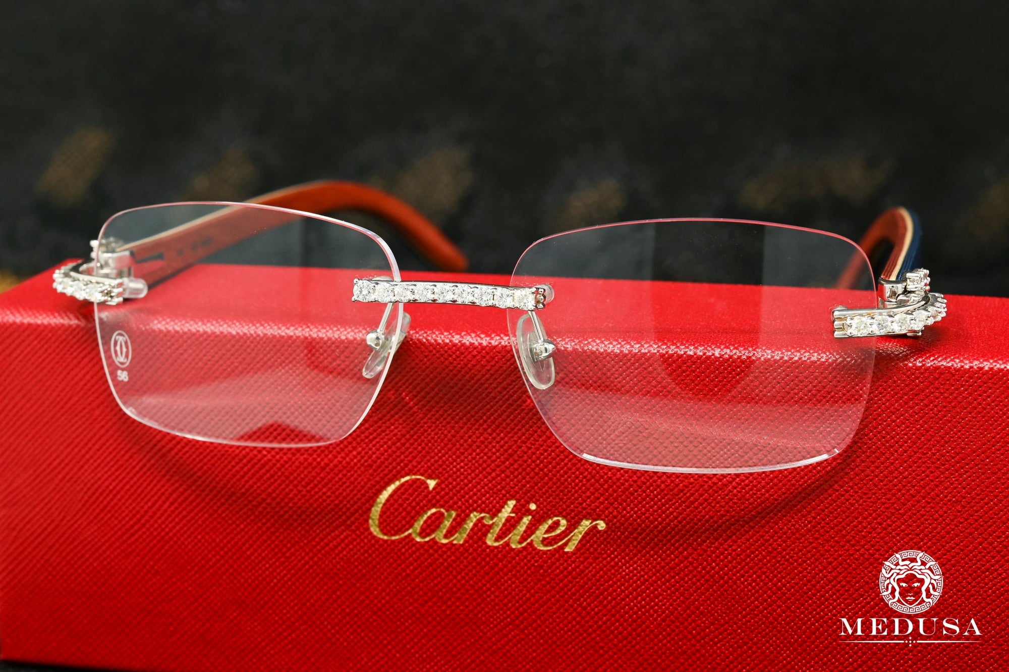 Lunette Cartier | Homme Signature Silver & Blue Wood Big Rock Stainless