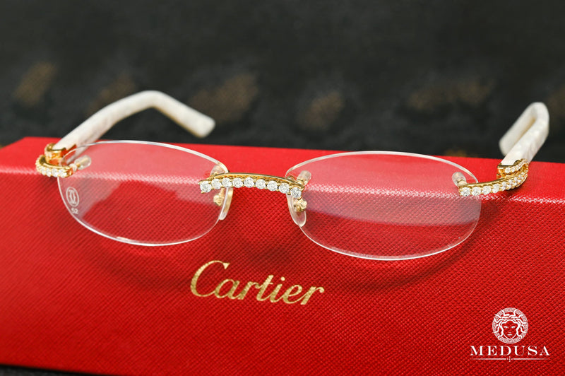 Cartier glasses | Cartier White Horn Men&#39;s Sunglasses | Gold &amp; White Yellow Gold