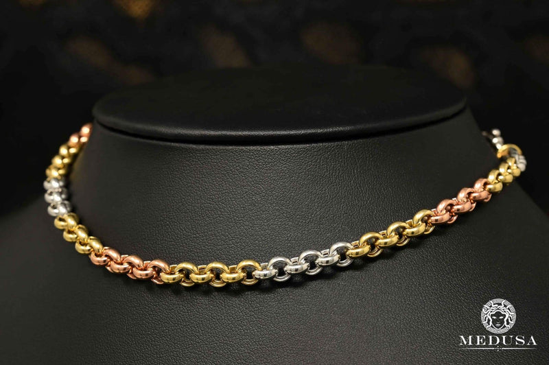 10K Gold Necklace | Necklace Woman Choker X2 Gold 3 Tones