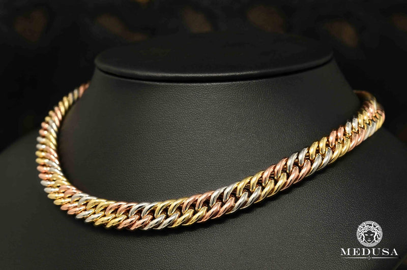 10K Gold Necklace | Necklace Woman Choker X3 Gold 3 Tones