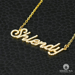 Custom Diamond Name Necklace  - 10K / 16'' / Yellow Gold