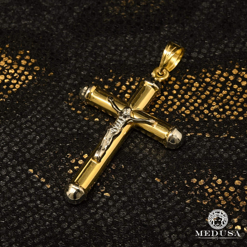 10K Gold Pendant | 2-Tone Gold Crucifix X12 Cross Pendant