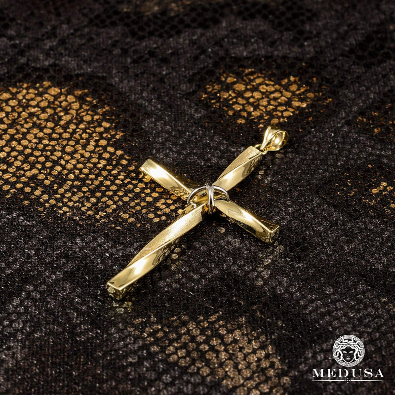 10K Gold Pendant | 2 Tone Gold Crucifix X4 Cross Pendant