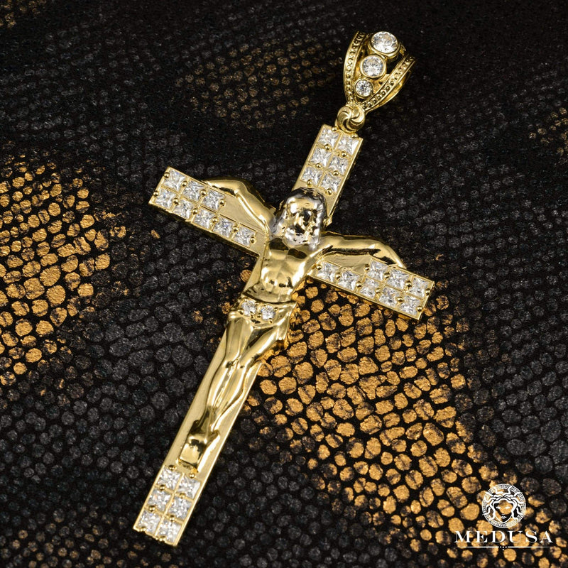 Pendentif en Or 10K | Croix Crucifix X7 Jaune
