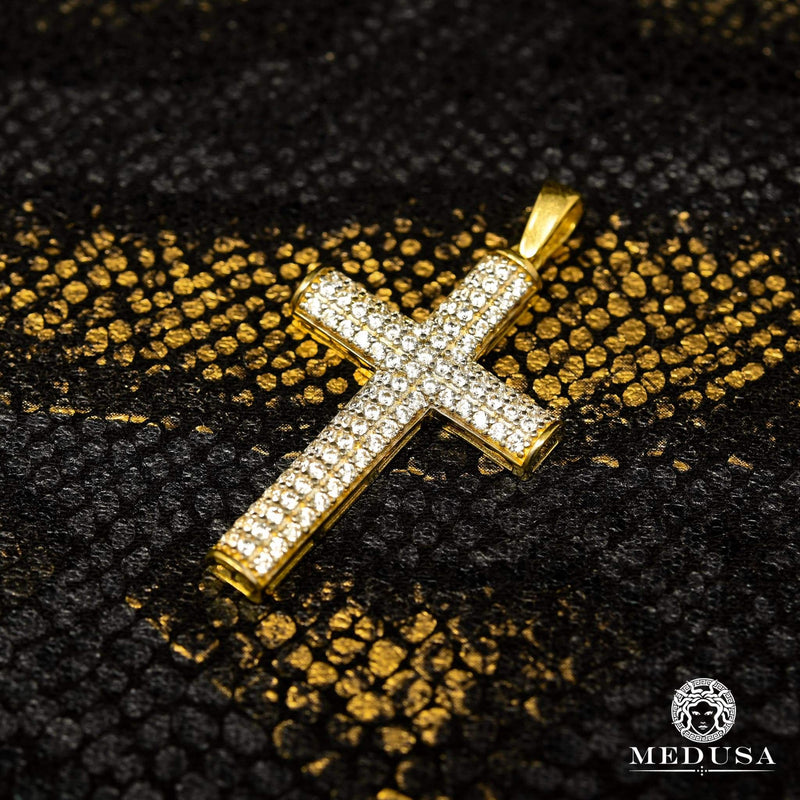 10K Gold Pendant | Crystal Cross Pendant X15 Yellow Gold