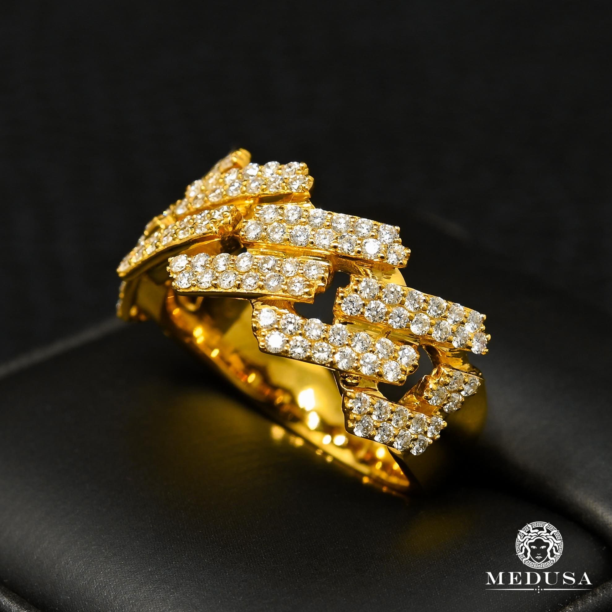 14K Gold Diamond Ring | Cuban D2 Men's Ring - Diamond