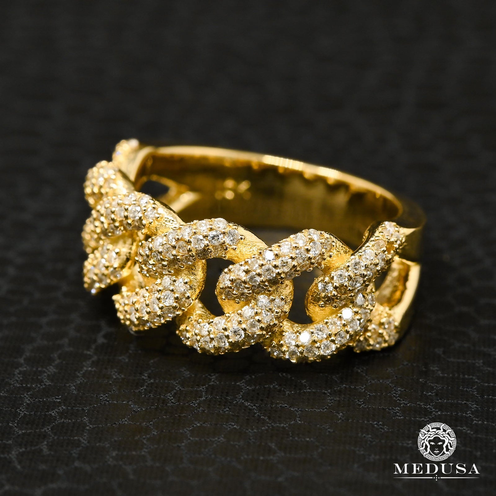 10K Gold Diamond Ring | Cuban D3 Men's Ring - Diamond